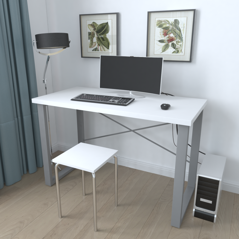 Письмовий стіл Ferrum-decor Драйв 750x1000x700 Сірий метал ДСП Біле 32 мм (FRD-103366)