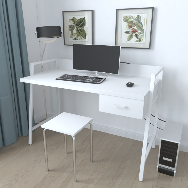 Письмовий стіл Ferrum-decor Комфорт 750x1000x600 Білий метал ДСП Біле 32 мм (FRD-103436)
