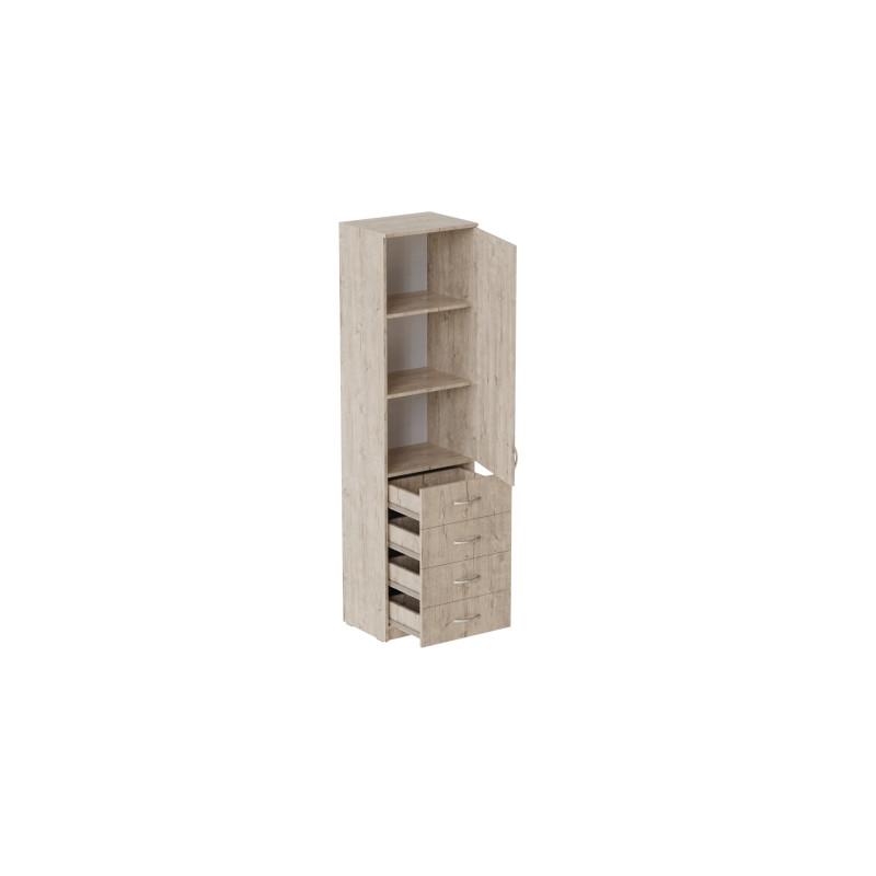 Пенал Анжело Ferrum-decor на 3 полки с дверью и 4 ящиками 1900x500x380 ДСП Дуб Сан-Марино 16 мм (FRD-104966)