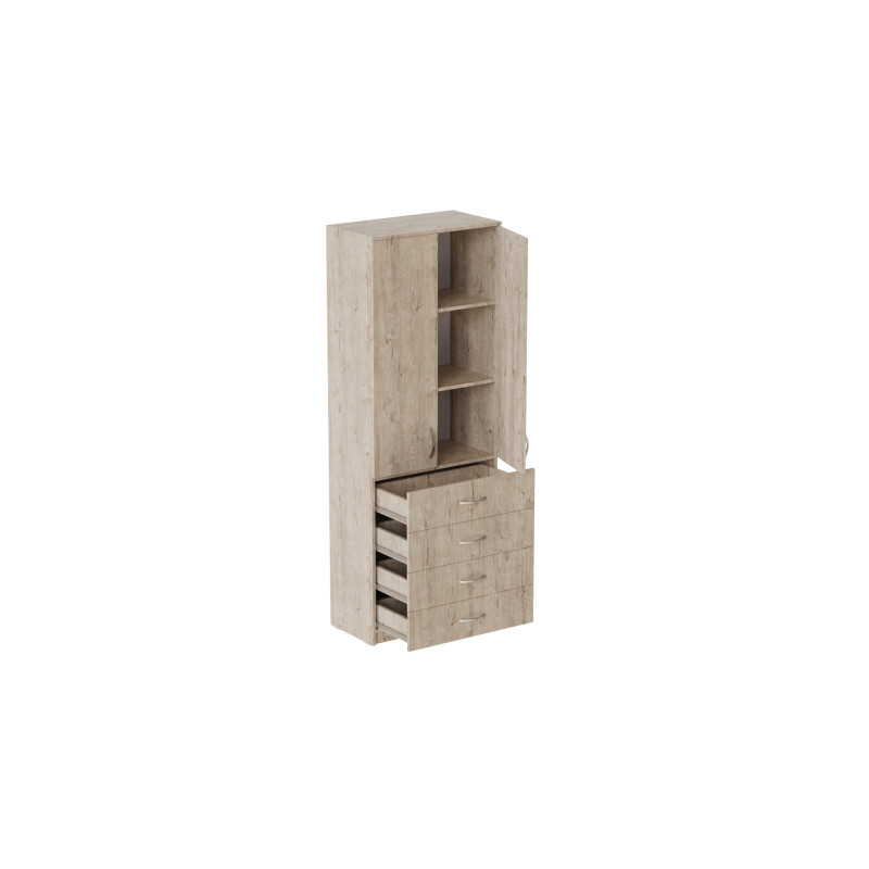 Шкаф Анжело Ferrum-decor на 3 полок с 2 дверями и 4 ящика 1900x700x380 ДСП Дуб Сан-Марино 16 мм (FRD-105026)