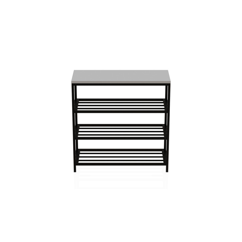 Полиця для взуття Слайм 3 Ferrum-decor 635x630x260 Чорний метал ДСП Біле 16 мм (FRD-105156)