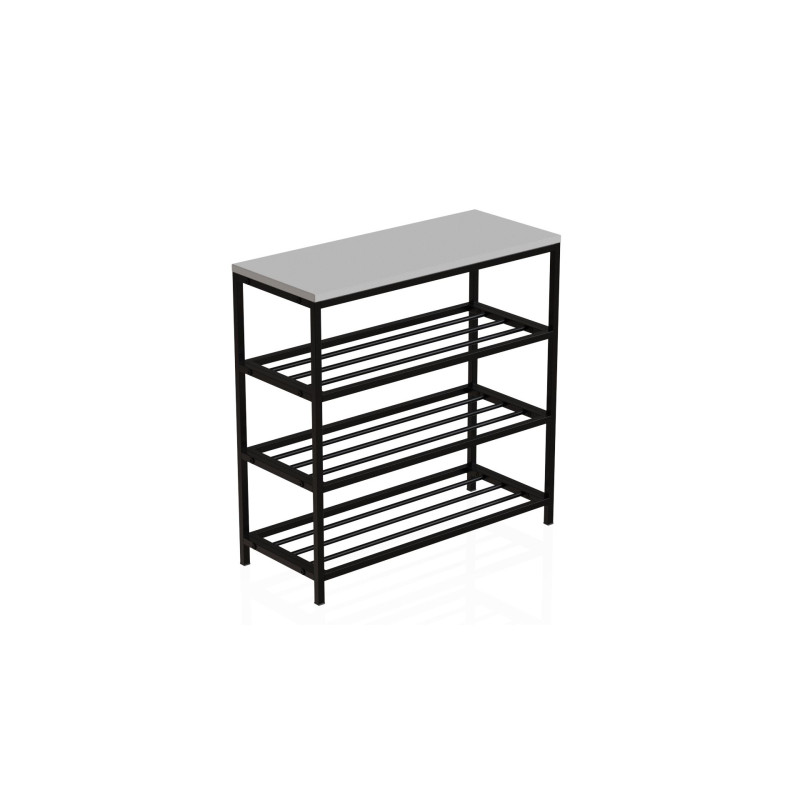 Полиця для взуття Слайм 3 Ferrum-decor 635x630x260 Чорний метал ДСП Біле 16 мм (FRD-105156)