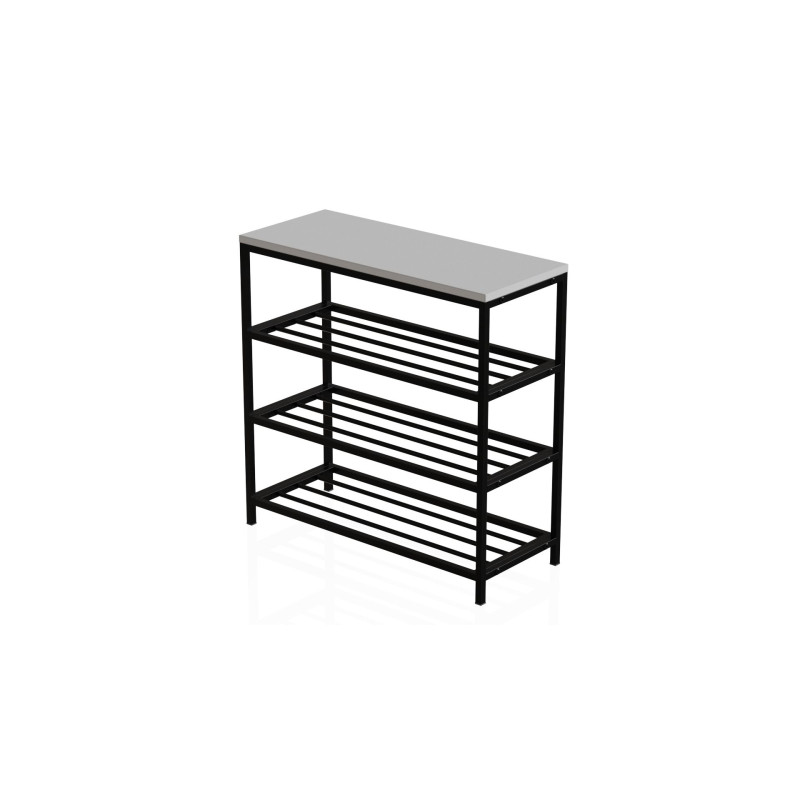 Полиця для взуття Слайм 3 Ferrum-decor 635x630x260 Чорний метал ДСП Біле 16 мм (FRD-105156)