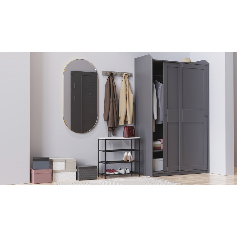 Полиця для взуття Слайм 3 Ferrum-decor 635x630x260 Чорний метал ДСП Біле 16 мм (FRD-105156)