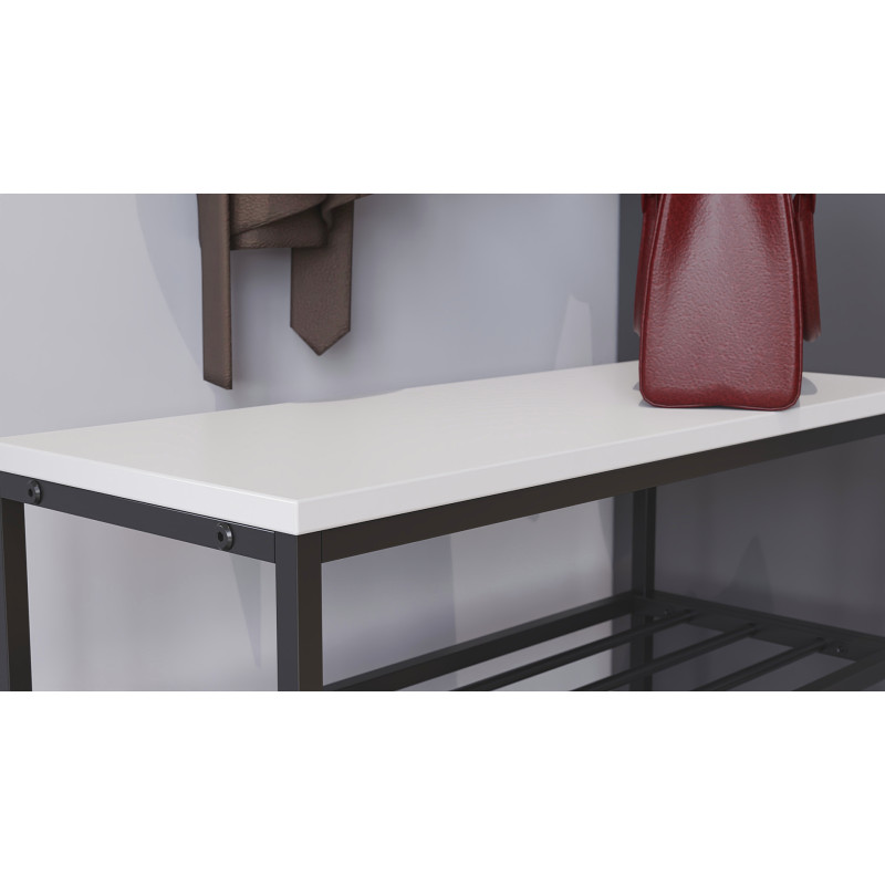 Полиця для взуття Слайм 3 Ferrum-decor 635x630x260 Чорний метал ДСП Біле 16 мм (FRD-105156)