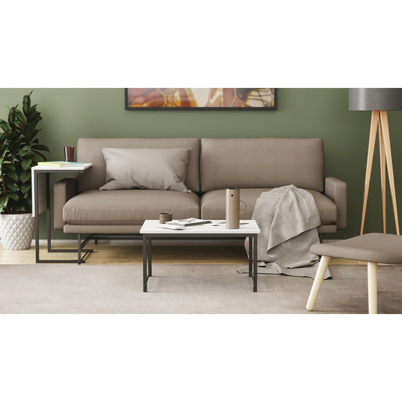 Стіл журнальний приставний Террі Комбо Ferrum-decor 345x662x440 Чорний метал ДСП Біле 16 мм (FRD-105136)