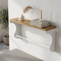 Полиця настінна Ferrum-decor Юзібі 270x600x150 метал Білий ДСП Дуб Артизан 16 мм (FRD-102686)
