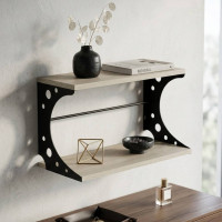 Полка настенная Ferrum-decor Букин 330x600x240 металл Черный ДСП Сонома 16 мм (FRD-102866)