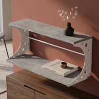 Настінна полиця Ferrum-decor Букін 330x600x240 метал Білий ДСП Бетон 16 мм (FRD-102876)