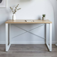 Письмовий стіл Ferrum-decor Драйв 750x1200x600 Білий метал ДСП Дуб Артизан 32 мм (FRD-103336)