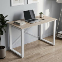 Письмовий стіл Ferrum-decor Драйв 750x1400x700 Білий метал ДСП Дуб Сан-Марино 32 мм (FRD-103416)