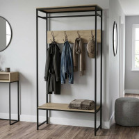 Вішалка модульна підлогова Ferrum-decor Треліс 14 180x90x38 чорний ДСП Дуб Сонома 16мм (FRD-104346)