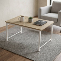 Стол журнальный приставной Терри Комбо Ferrum-decor 345x662x440 Белый металл ДСП Дуб Сонома 16 мм (FRD-105146)