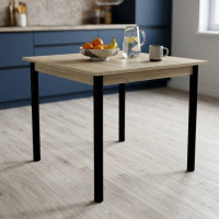 Кухонний стіл Ferrum-decor Агата 75x90x90 Чорний ДСП Сонома 16мм (FRD-106264)