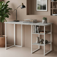 Стіл письмовий Кевін Ferrum-decor 75x140x70 Білий метал ДСП Бетон 16 мм (FRD-106574)