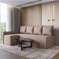 Кутовий диван ортопедичний iSmart MORRO Maxi єврокнижка 205x149 см (матрац Silver) бежевий Laura 5 (ISM-051360)