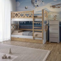 Двоярусне дитяче ліжко Mebigrand Мальта Білий (RAL9003)/Горіх світлий 80х200 см з ящиками (MBG-15031)