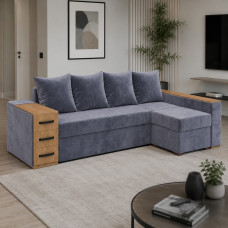 Кутовий ортопедичний диван Мекко Cube Shuttle 2600x1430 Bonel Standart Hard Plus II категорія Allure Premium Cool Grey (MEK-161130)