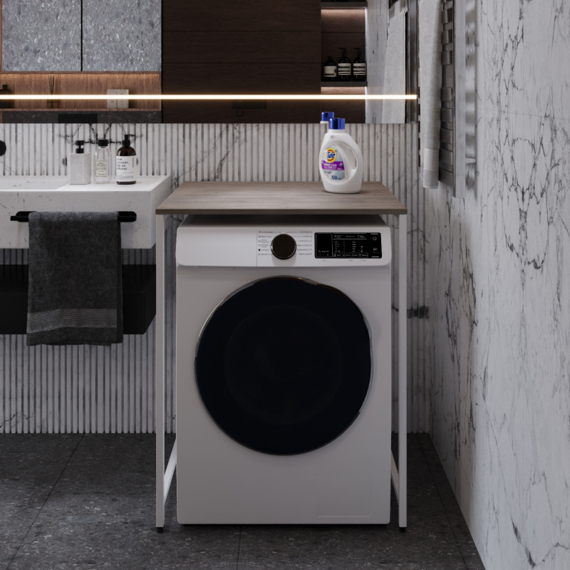 Стелаж-полиця Бафрум 401 Ferrum-decor для пральної машини 90x70,5x60,5 Білий метал ДСП Дуб Кремона Канолло 16 мм (FRD-107578)