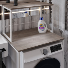 Стелаж-полиця Бафрум 402 Ferrum-decor для пральної машини 133,5x70,5x60,5 Білий метал ДСП Дуб Кремона Канолло 16 мм (FRD-107588)