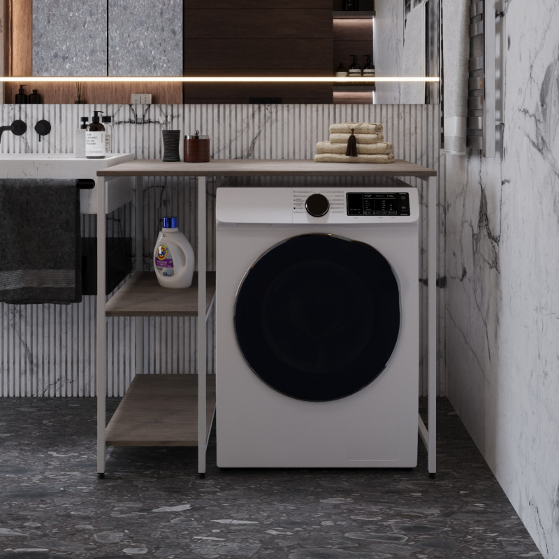Стелаж-полиця Бафрум 405 Ferrum-decor для пральної машини 90x101x60,5 Білий метал ДСП Дуб Кремона Канолло 16 мм (FRD-107618)