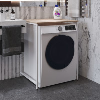 Стеллаж полка Бафрум 401 Ferrum-decor для стиральной машины 90x70,5x60,5 Белый металл ДСП Дуб Сонома 16 мм (FRD-107358)