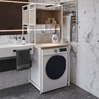 Стеллаж полка Бафрум 403 Ferrum-decor для стиральной машины 178x70,5x60,5 Белый металл ДСП Дуб Сонома 16 мм (FRD-107378)