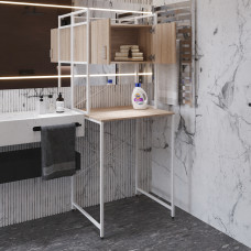 Стелаж-полиця Бафрум 404 Ferrum-decor для пральної машини 178x70,5x60,5 Білий метал ДСП Дуб Сонома 16 мм (FRD-107388)