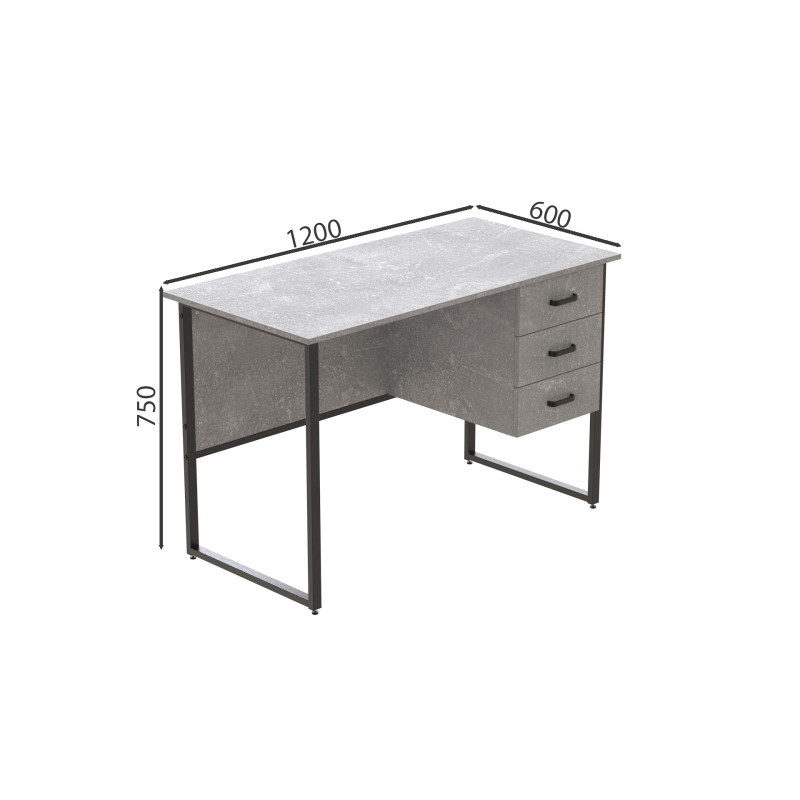 Комп'ютерний стіл Ferrum-decor Гаррі 75x120x60 чорний ДСП Бетон 32 мм (FRD-107308)