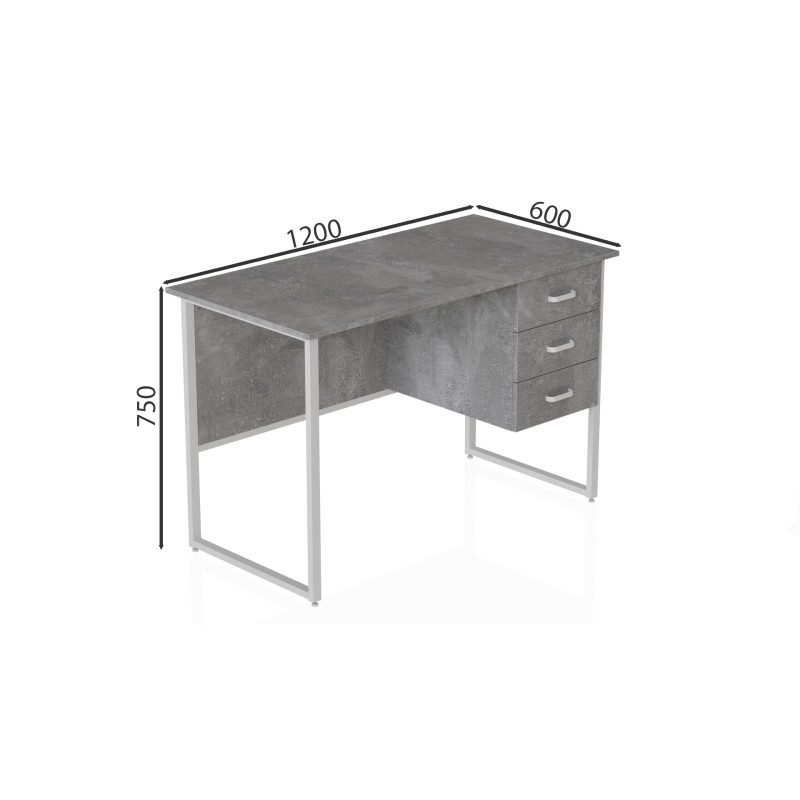 Комп'ютерний стіл Ferrum-decor Гаррі 75x120x60 білий ДСП Бетон 16 мм (FRD-107288)