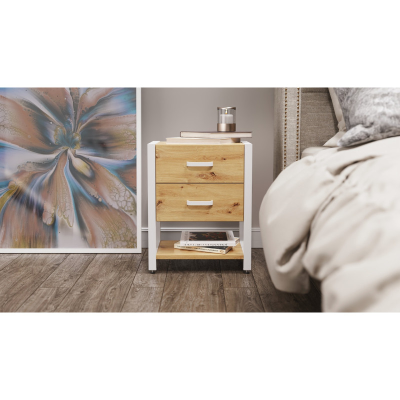 Тумба універсальна Ferrum-decor Вів'єн 2/1 50x41x40 білий ДСП Дуб Артизан 16 мм (FRD-106868)