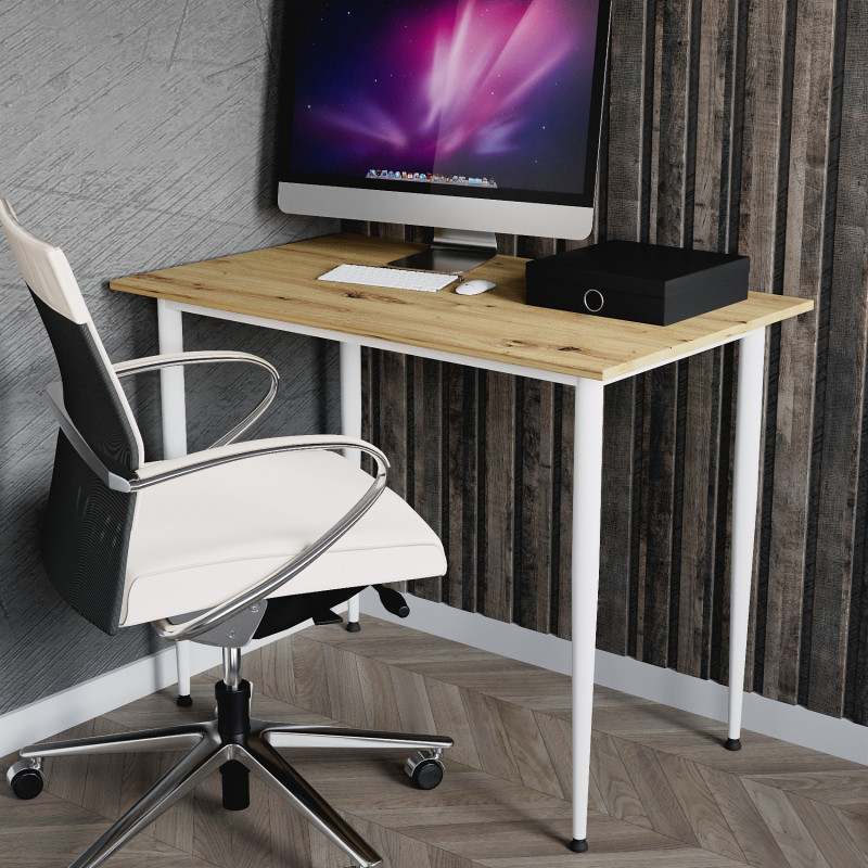 Універсальний стіл Prime Ferrum-decor 750x1400x600 Білий метал ДСП Дуб Артизан 16 мм (FRD-107708)