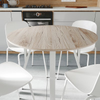 Круглий стіл MARSI 4 870-4 ніжки конусні Ferrum-decor 750x870x870 Білий метал ДСП Дуб Сан-Марино 16 мм (FRD-107438)