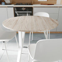 Круглий стіл MARSI 3 870-3 Ferrum-decor 750x870x870 Білий метал ДСП Дуб Сан-Марино 16 мм (FRD-107428)