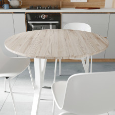 Круглий стіл MARSI 3 870-3 Ferrum-decor 750x870x870 Білий метал ДСП Дуб Сан-Марино 16 мм (FRD-107428)
