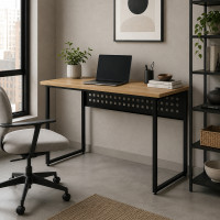 Стол письменный Майк Ferrum-decor 75x100x60 Черный металл ДСП Дуб Евок Прибрежный 32 мм (FRD-108228)