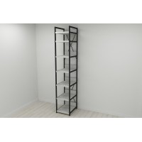 Шкаф Гардероб Уни секция 4 серии Конект Ferrum-decor 220x40x50см Черный металл ДСП Бетон 32 мм (FRD-106898)
