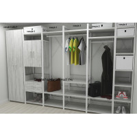Шафа Гардероб Уні секція 7 серії Конект Ferrum-decor 220x60x50 см Білий метал ДСП Бетон 16 мм (FRD-106908)