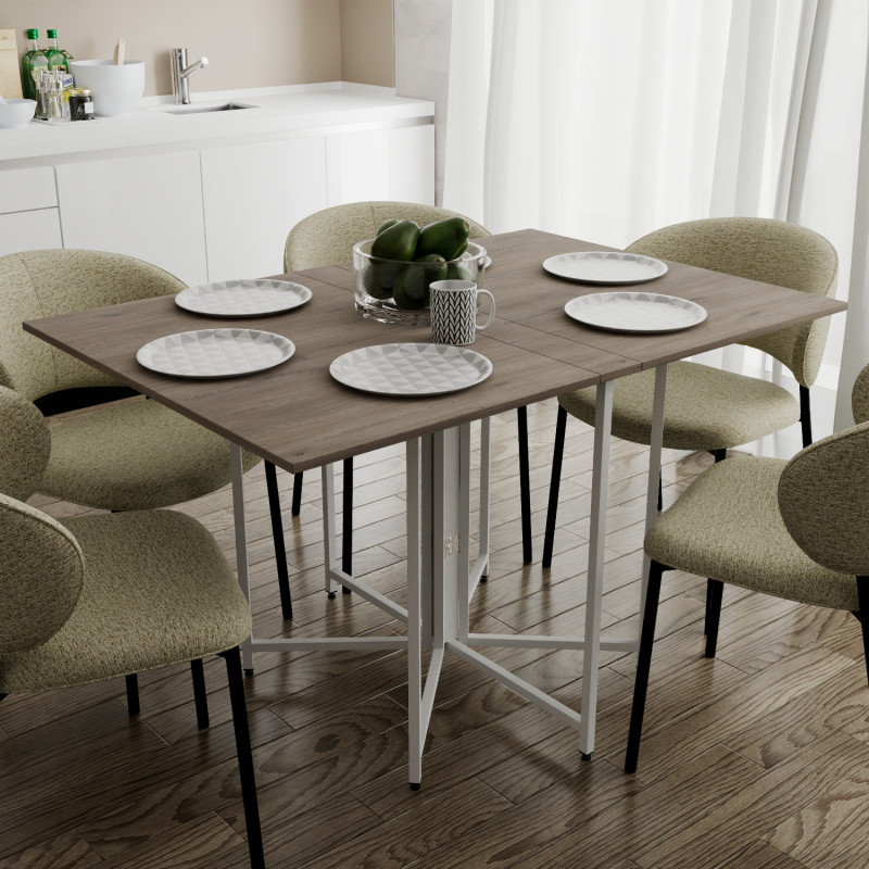 Розкладний стіл-трансформер книжка Моріс 3 Ferrum-decor 75x130x90 Білий метал ДСП Дуб Кремона Канолло 16 мм (FRD-107508)