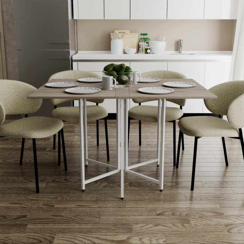 Розкладний стіл-трансформер книжка Моріс 3 Ferrum-decor 75x130x90 Білий метал ДСП Дуб Кремона Канолло 16 мм (FRD-107508)
