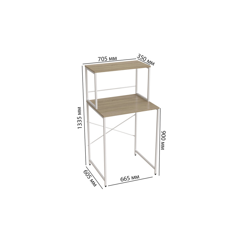 Стелаж-полиця Бафрум 402 Ferrum-decor для пральної машини 133,5x70,5x60,5 Білий метал ДСП Дуб Сонома 16 мм (FRD-107368)