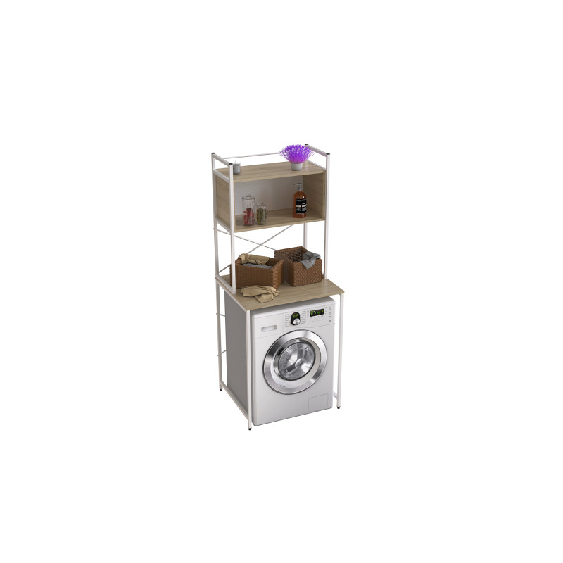 Стелаж-полиця Бафрум 403 Ferrum-decor для пральної машини 178x70,5x60,5 Білий метал ДСП Дуб Сонома 16 мм (FRD-107378)