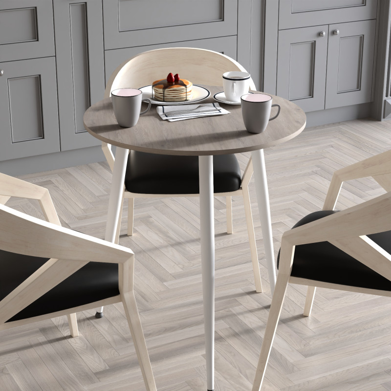 Круглий стіл OPTIMA 3 ніжки конусні Ferrum-decor 750x670x670 Білий метал ДСП Дуб Кремона Канолло 16 мм (FRD-107558)