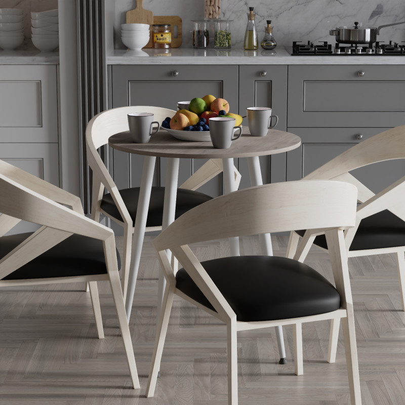 Круглий стіл OPTIMA 4 ніжки конусні Ferrum-decor 750x670x670 Білий метал ДСП Дуб Кремона Канолло 16 мм (FRD-107568)