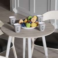 Круглий стіл OPTIMA 4 ніжки конусні Ferrum-decor 750x670x670 Білий метал ДСП Дуб Кремона Канолло 16 мм (FRD-107568)