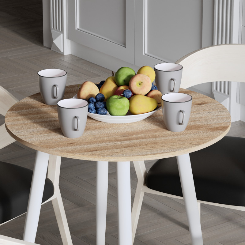 Круглий стіл OPTIMA 4 ніжки конусні Ferrum-decor 750x670x670 Білий метал ДСП Дуб Сан-Марино 16 мм (FRD-107458)