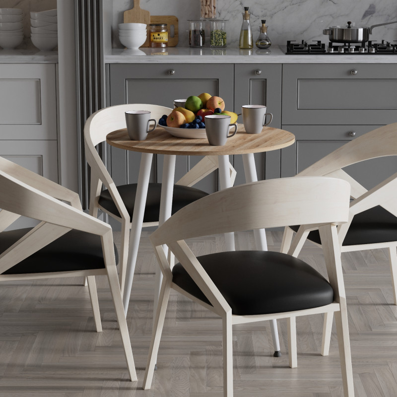 Круглий стіл OPTIMA 4 ніжки конусні Ferrum-decor 750x670x670 Білий метал ДСП Дуб Сан-Марино 16 мм (FRD-107458)