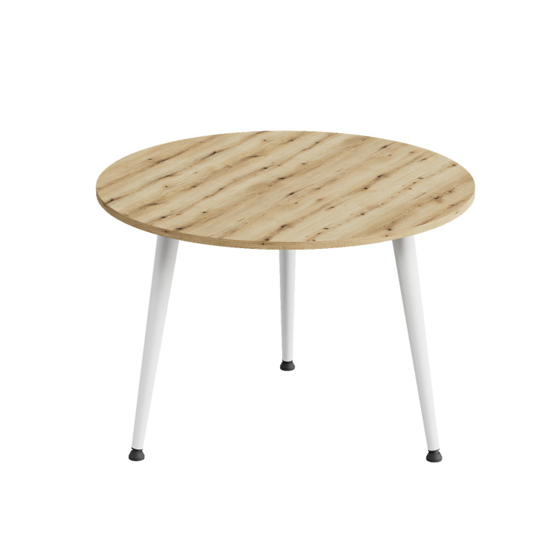 Журнальний круглий стіл OPTIMA 1 ніжки конусні Ferrum-decor 450x670x670 Білий метал ДСП Дуб Евок Прибережний 16 мм (FRD-107538)