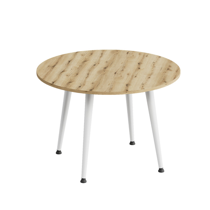 Журнальний круглий стіл OPTIMA 2 ніжки конусні Ferrum-decor 450x670x670 Білий метал ДСП Дуб Евок Прибережний 16 мм (FRD-107548)