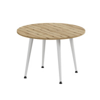 Журнальний круглий стіл OPTIMA 2 ніжки конусні Ferrum-decor 450x670x670 Білий метал ДСП Дуб Евок Прибережний 16 мм (FRD-107548)